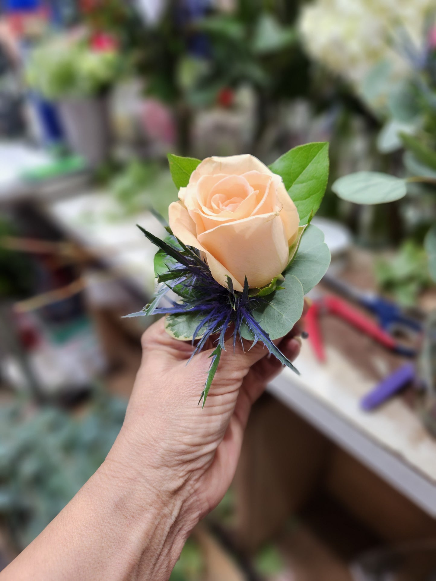 Custom Rose Boutonniere, color and ribbon