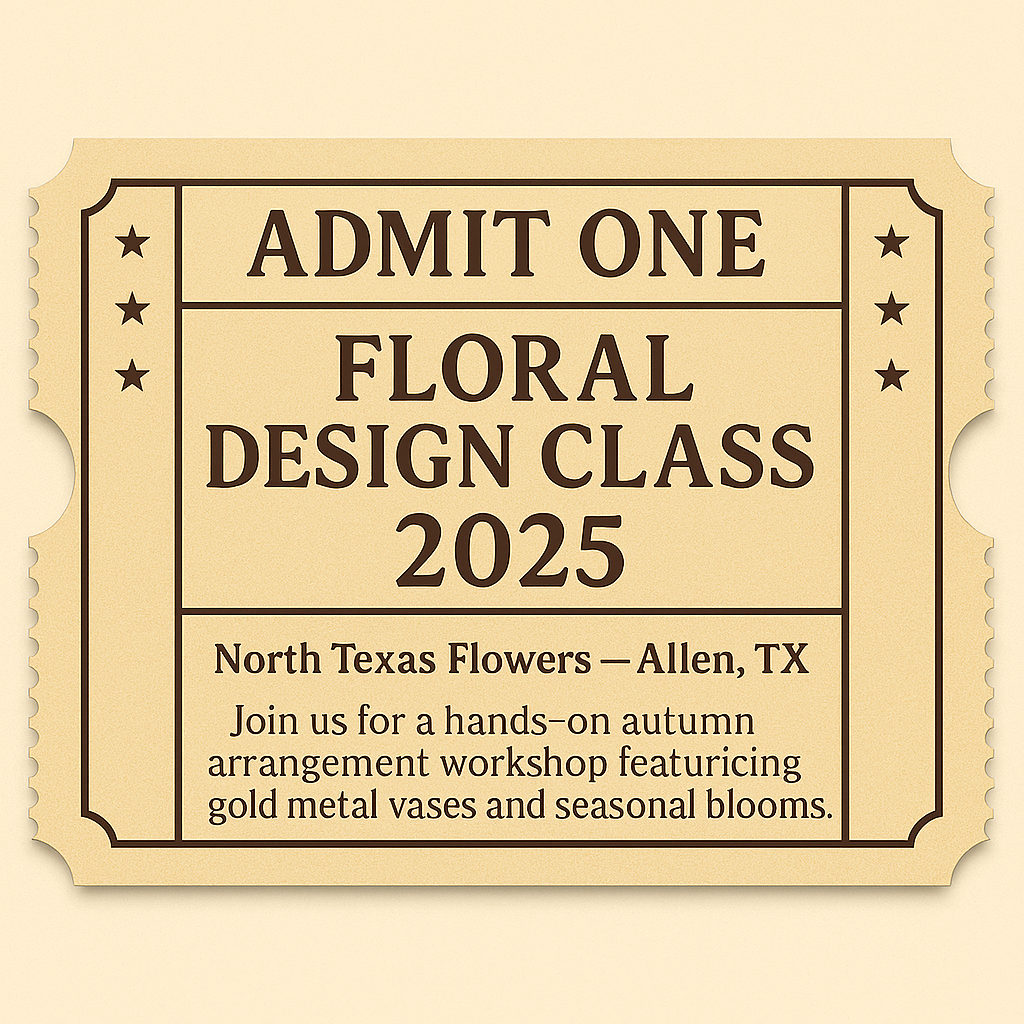 Floral Design & Happy Flower Class September 25 - Fabulous Fall in Gold metal Vase