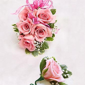 Pink Rose Corsage And Boutonniere