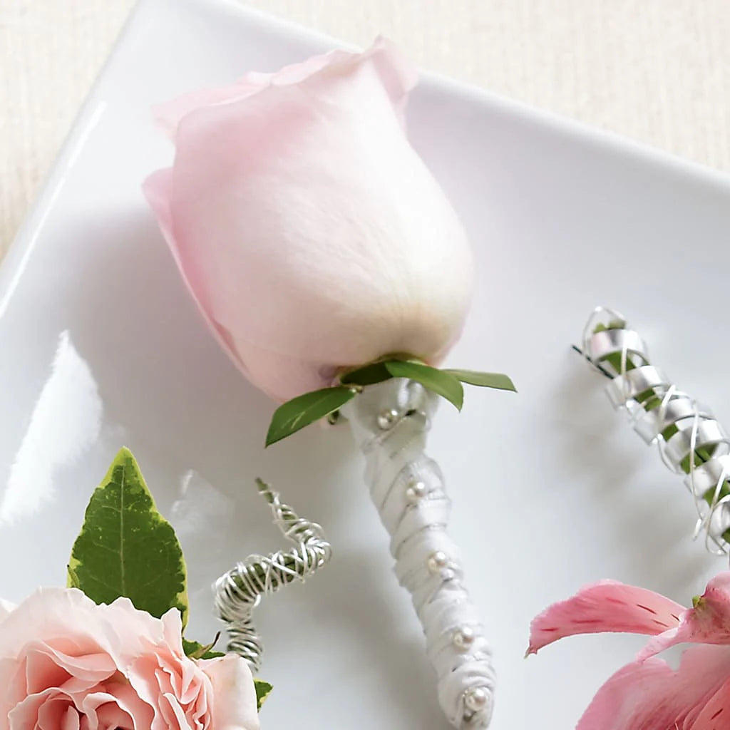 Custom Rose Boutonniere, color and ribbon