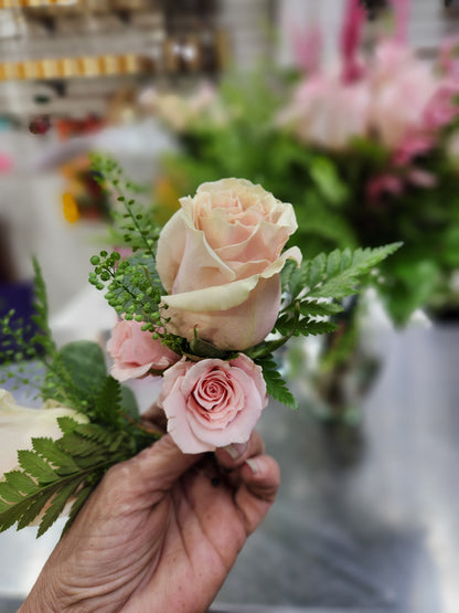 Custom Rose Boutonniere, color and ribbon