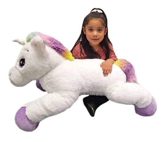 39.4" White Unicorn Plush