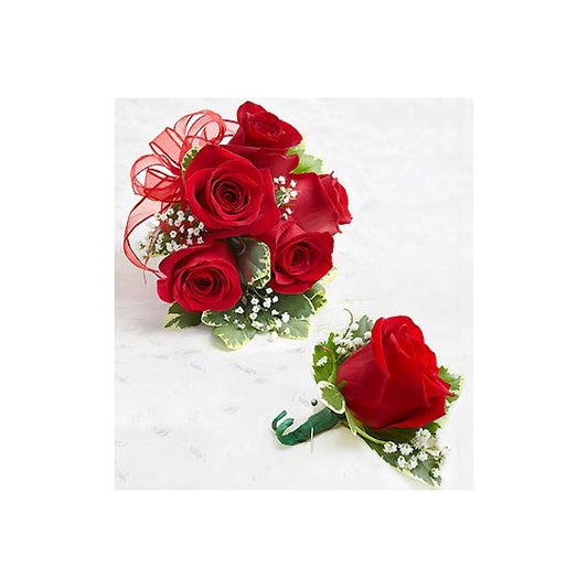 Red Rose Corsage And Boutonniere