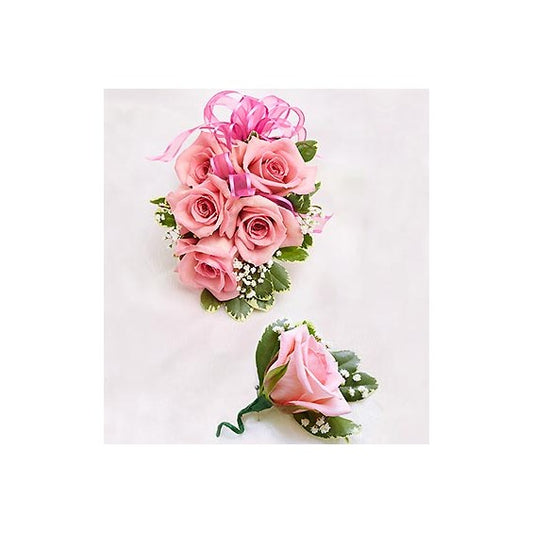 Pink Rose Corsage And Boutonniere